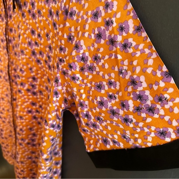 Vila retro print blouse with faux bow tie and contrast details | size 10 - Picture 7 of 10